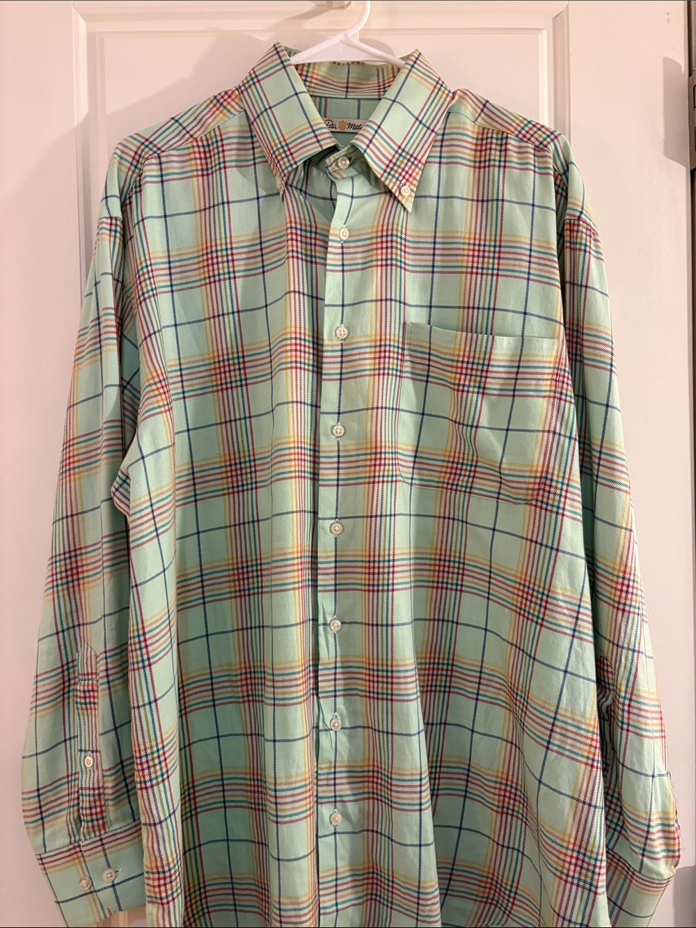 Peter Millar Men's Light Mint Plaid Dress Shirt